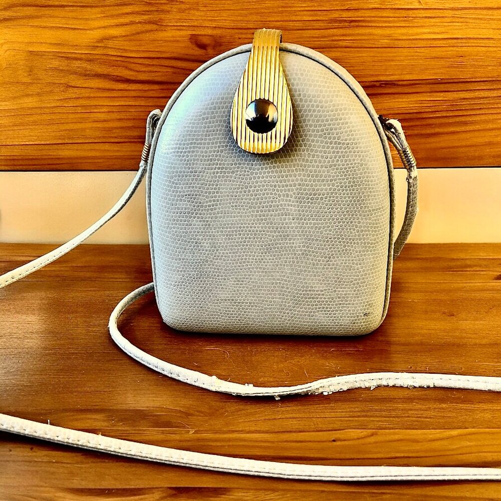 Elan Vintage Shoulder Handbag Hard Shell Faux Snakeskin DAMAGED
